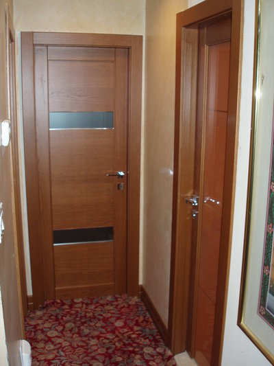 Pair of doors coordinated in teak color